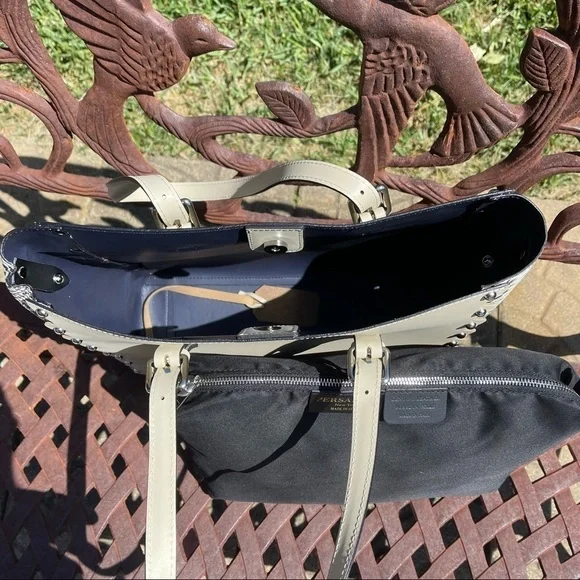 NWT Persaman NY Snake Embossed Leather Handbag Tote With Smaller Bag - Picture 11 of 14